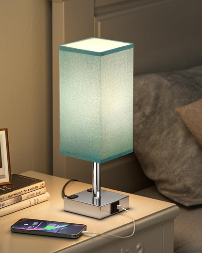 Touch Bedside Table Lamp for Bedroom - Dimmable, USB C+A, 2 AC Outlets